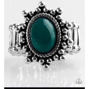 Teal and silver ring